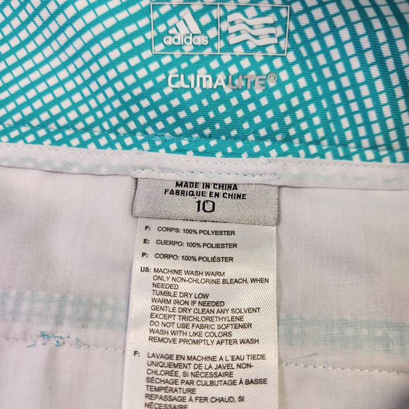 Adidas Climalite Woman's Golf Bermuda Shorts Plaid Stretch Pleated Blue Size 10 - Picture 3 of 8